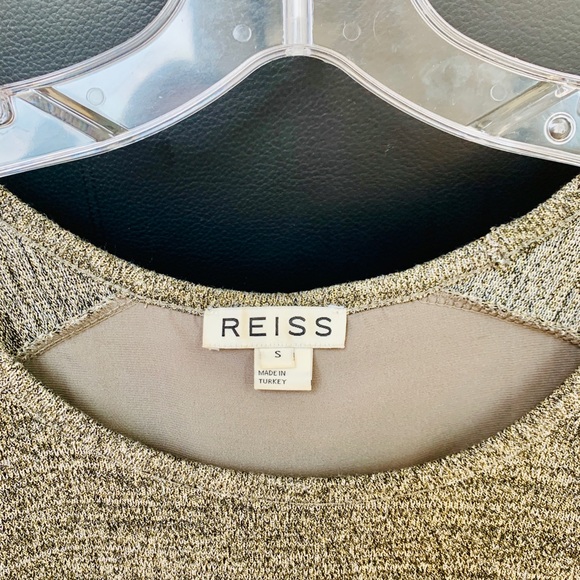 Reiss gold-fleck split-back sweater, silk underlay - Picture 2 of 7